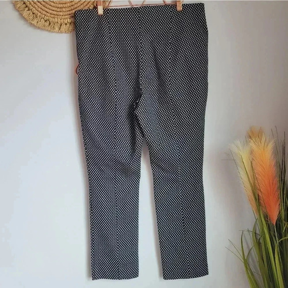 Anthropologie, New The Essential Slim Black White Motif Trouser Pants Size 14 - Picture 8 of 13